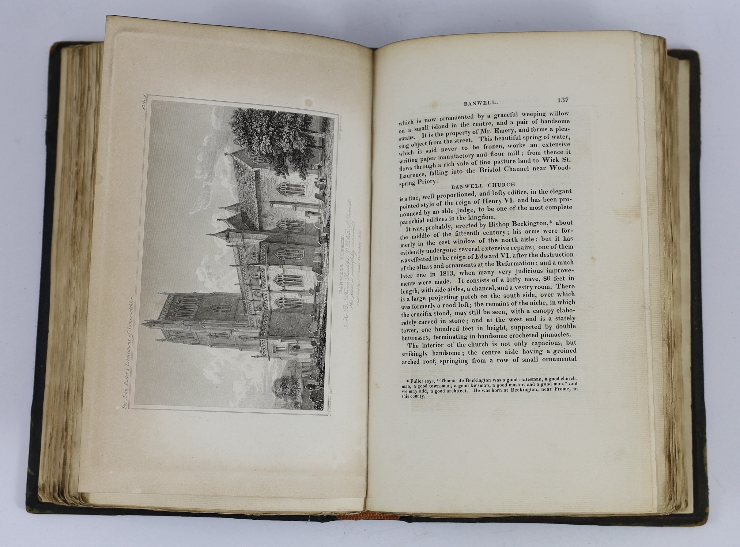 SOMERSET: Rutter, John - Delineations of the North Western Division of the County of Somerset, and of its Antediluvian Bone Caverns...pictorial vignette printed title, pictorial engraved 'additional illustrations' title,